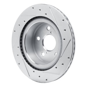 Lexus IS300 Brake Rotor (1) - Rear Left - R1 Concepts - Drilled & Slotted - Silver - `21-`25